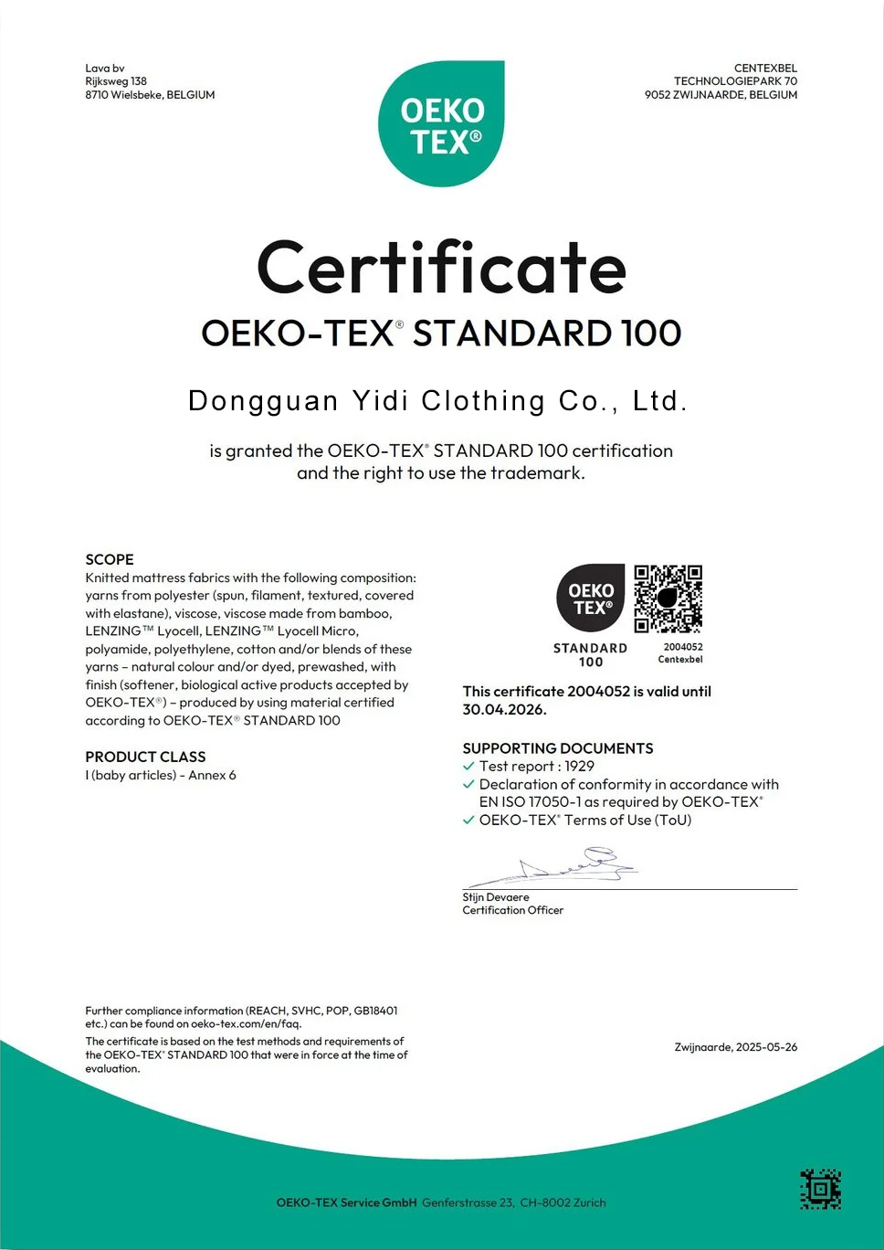 OEKO-TEX® STANDARD 100