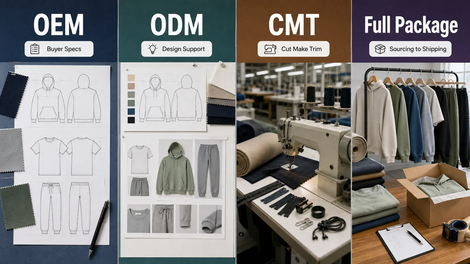 Comparison of OEM ODM CMT and full package apparel manufacturing models