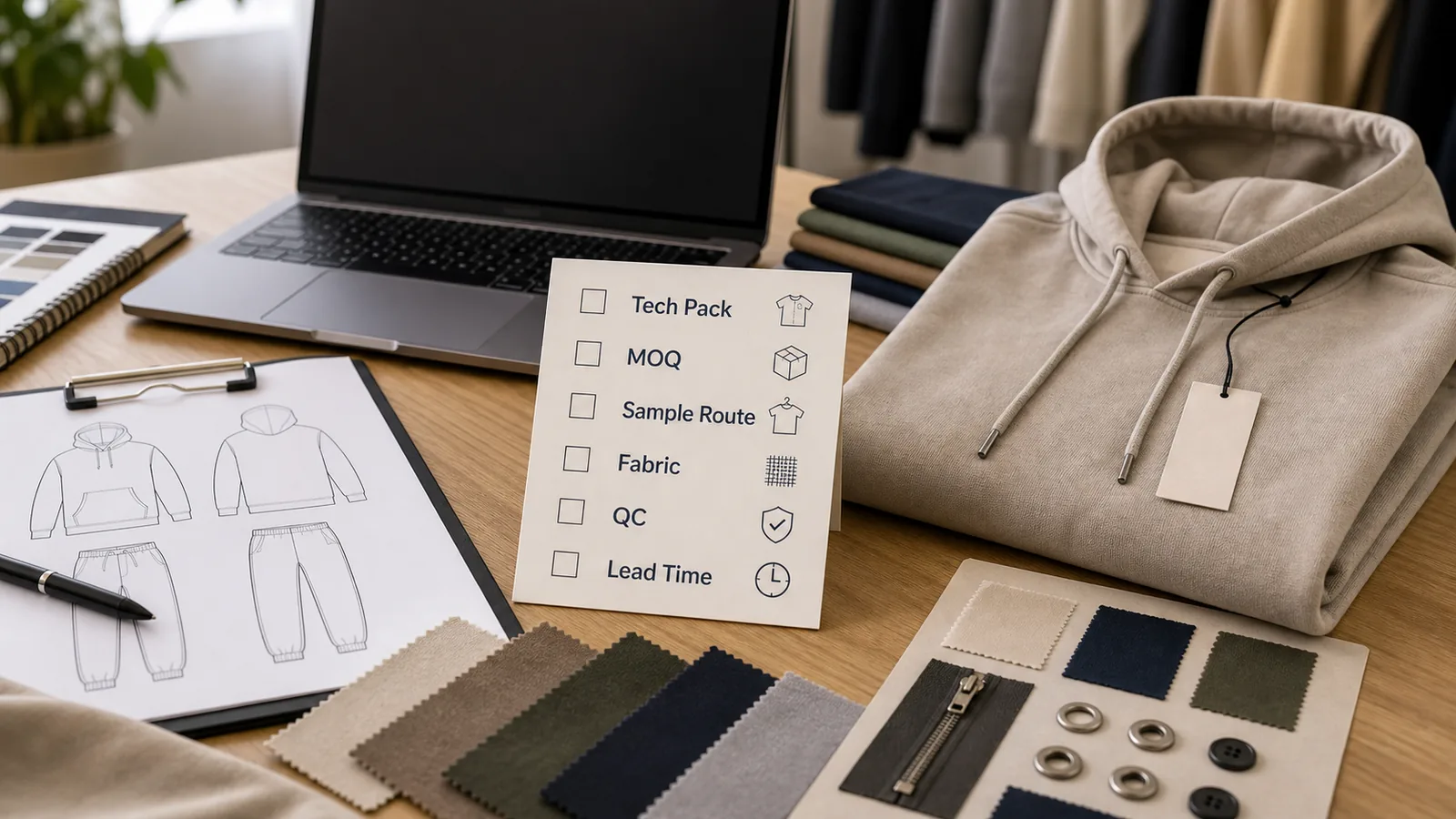 Structured inquiry checklist for contacting a China garment factory with tech pack MOQ sample and QC questions
