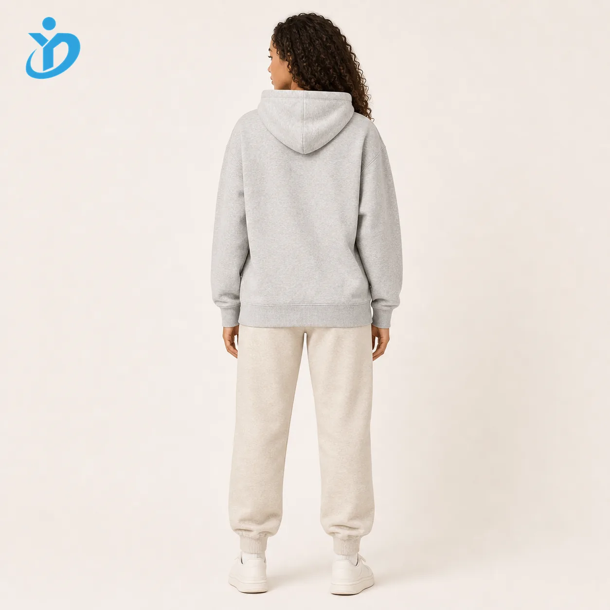 Custom womens embroidered logo hoodie back view from China OEM ODM sweatshirt manufacturer with YIDI Clothing logo