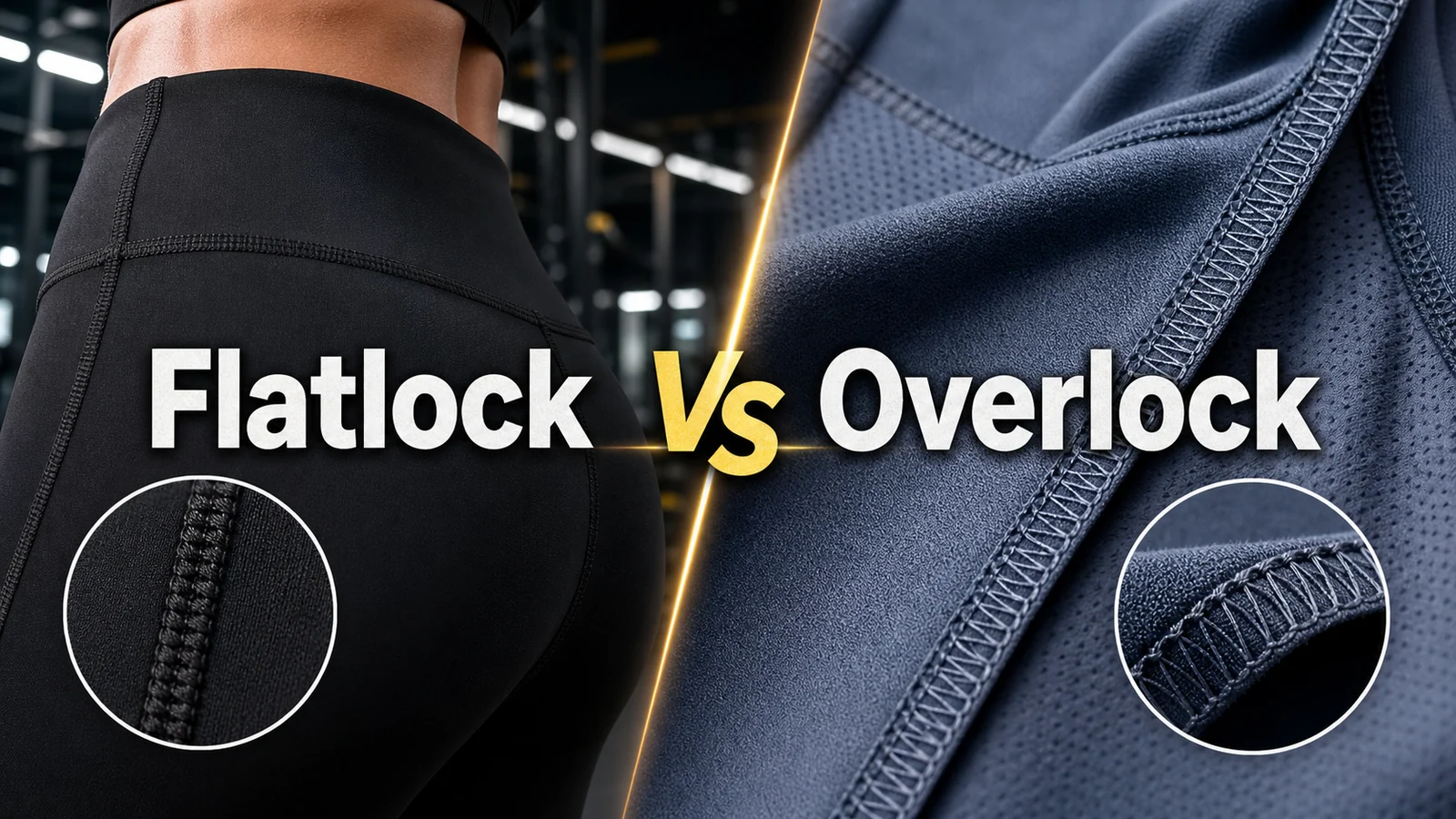 Cover image comparing flatlock stitching and overlock stitching for activewear