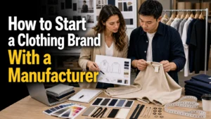 How to start a clothing brand with a manufacturer using tech pack sample MOQ QC packaging and shipping