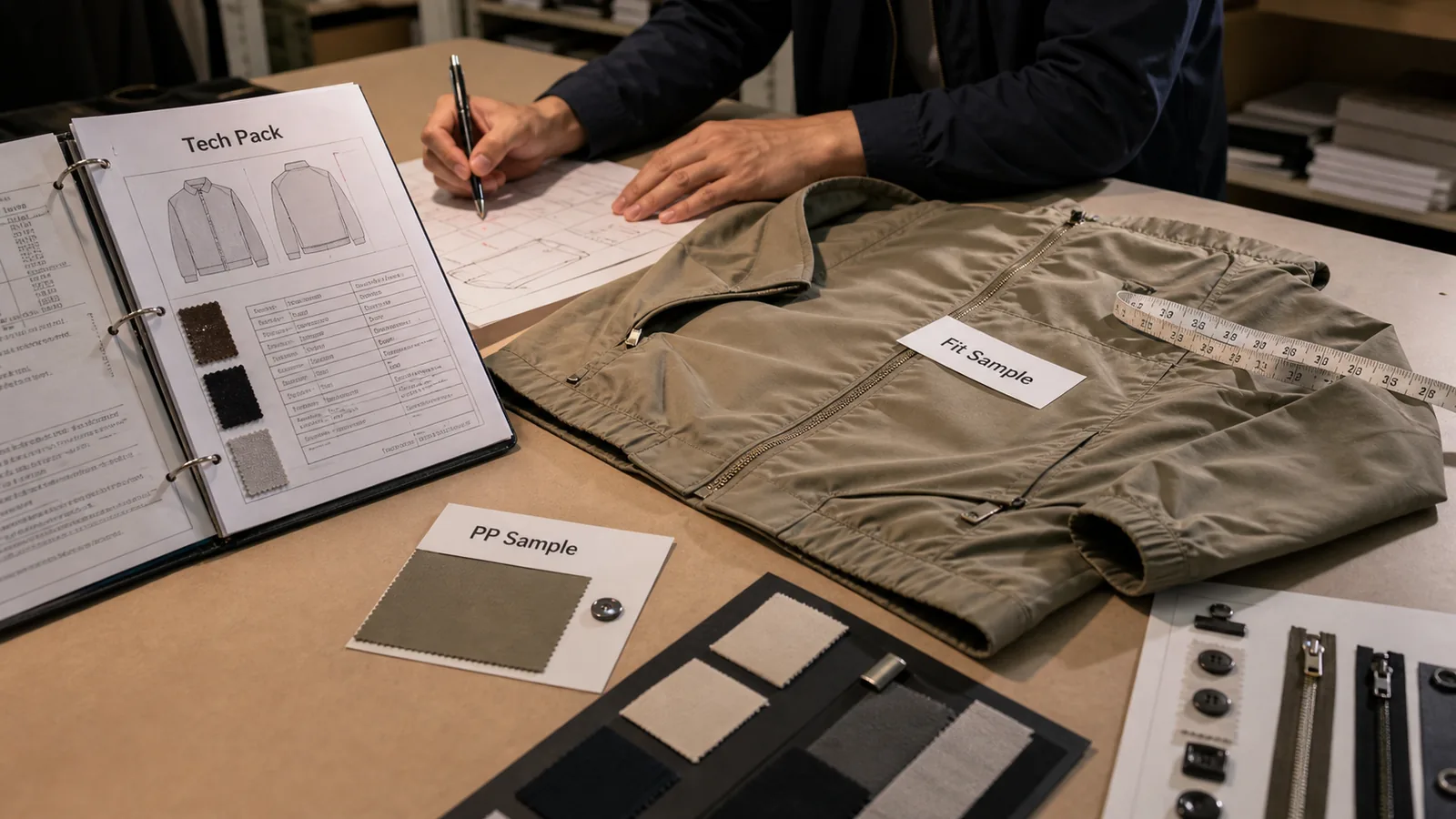 Tech pack and garment sample review process for choosing a clothing manufacturer