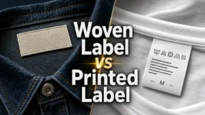 Cover image comparing woven labels and printed labels for clothing brands