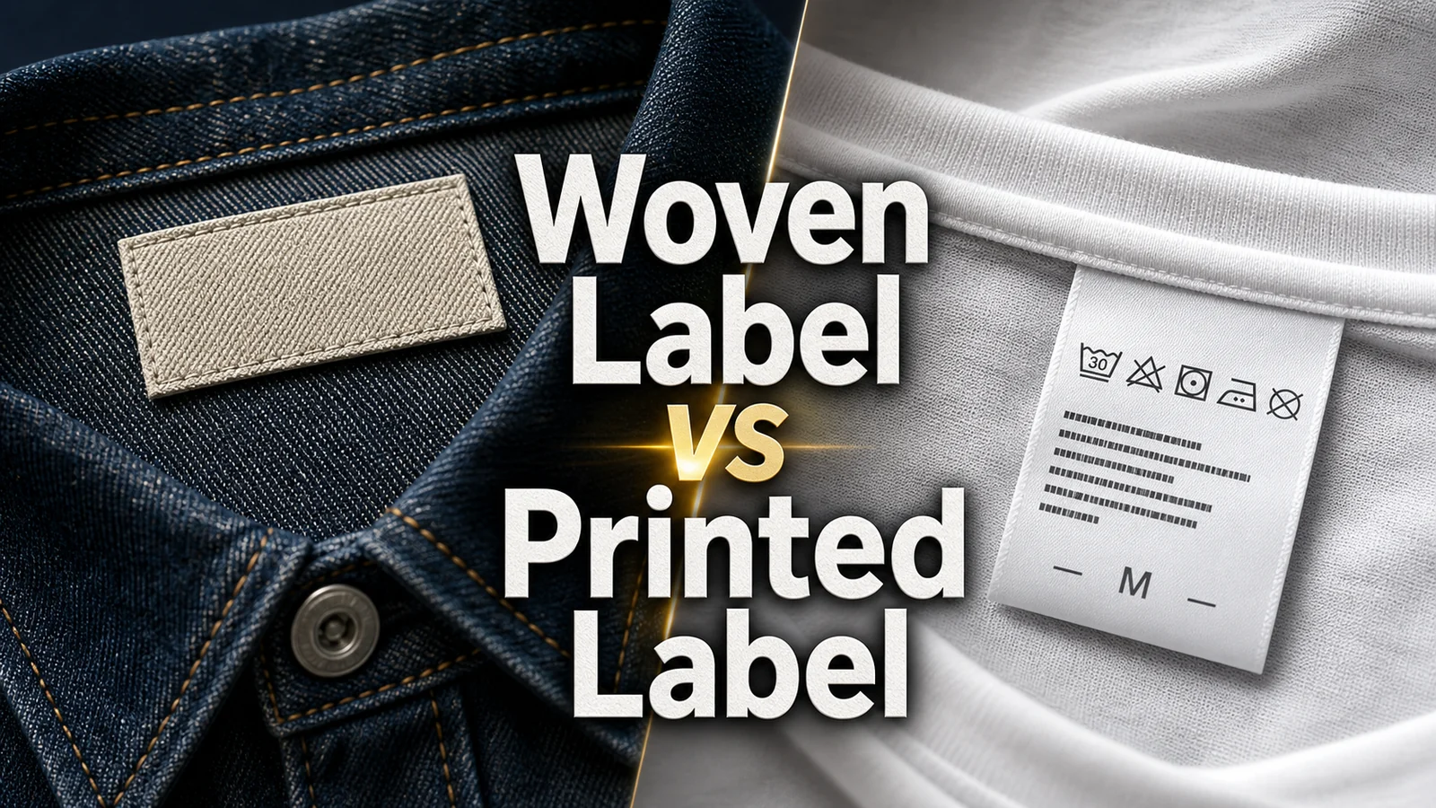 Cover image comparing woven labels and printed labels for clothing brands