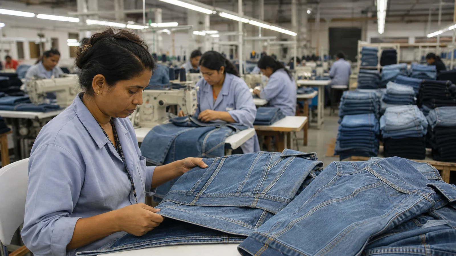 Cutting sewing decoration and inline quality control in bulk apparel production
