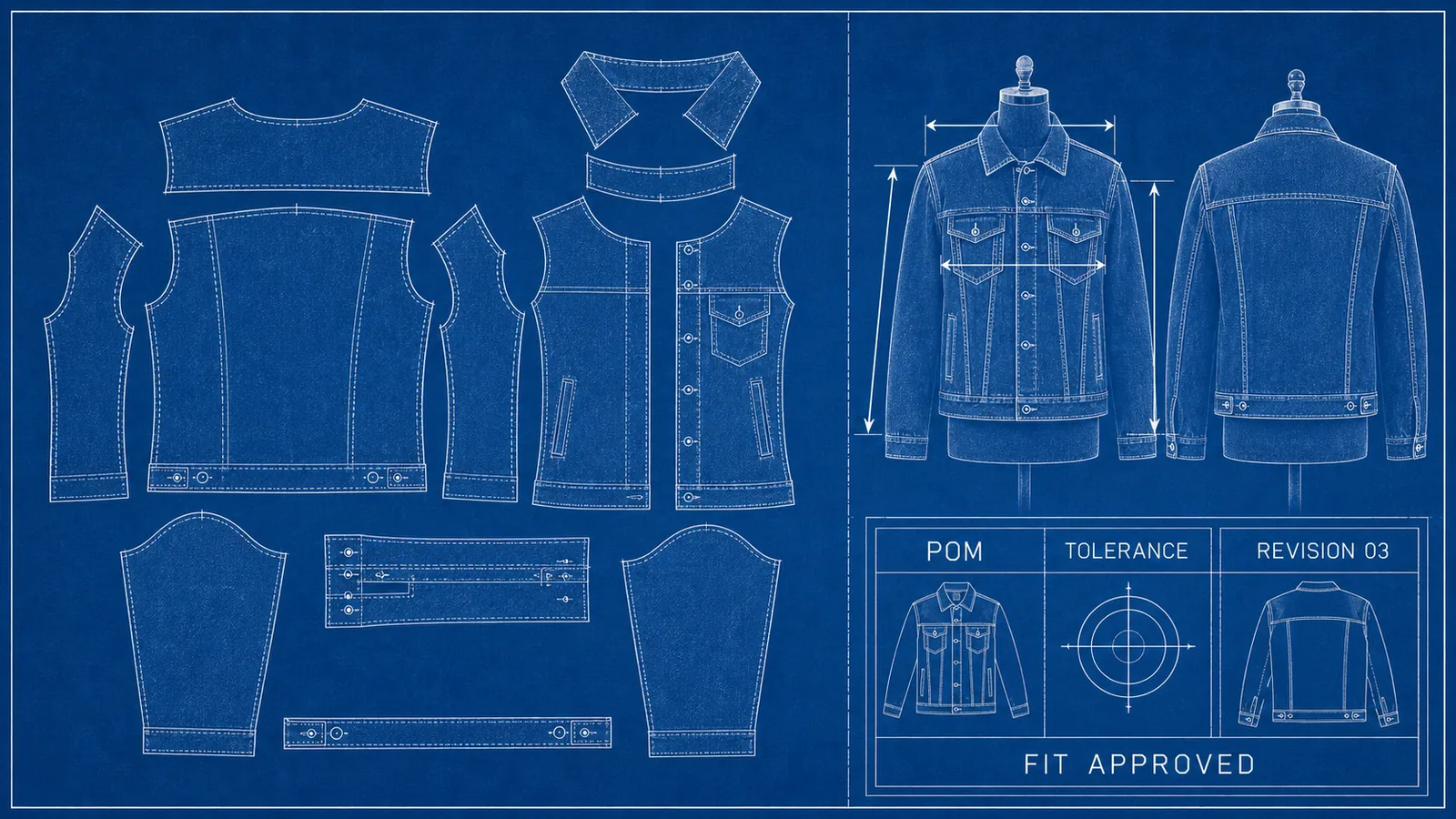 Garment pattern fit sample POM tolerance and revision control