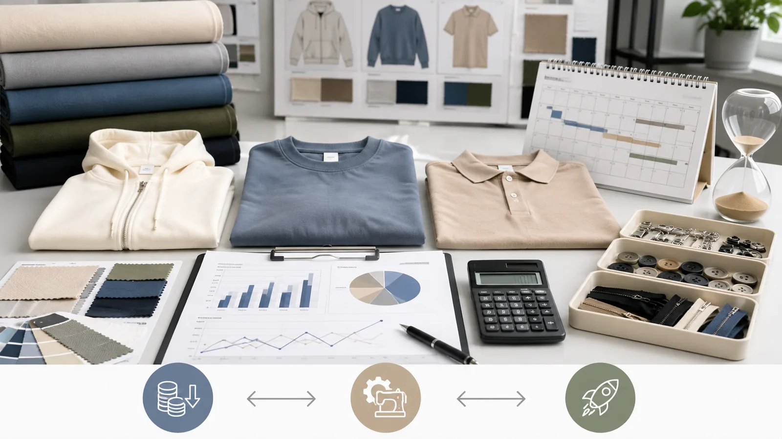 Fashion buyer comparing clothing MOQ cost and launch timing