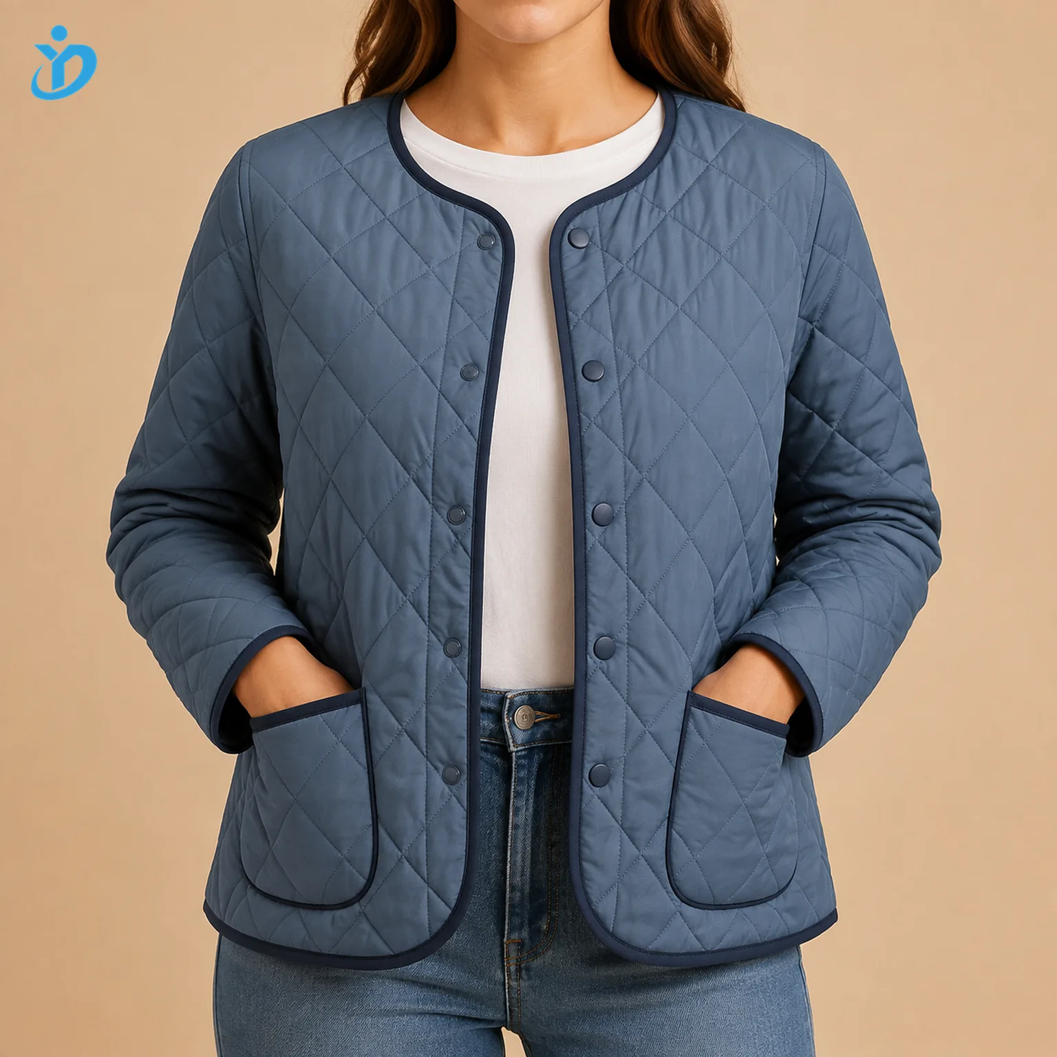 Custom Women's Lightweight Quilted Liner Jacket front view