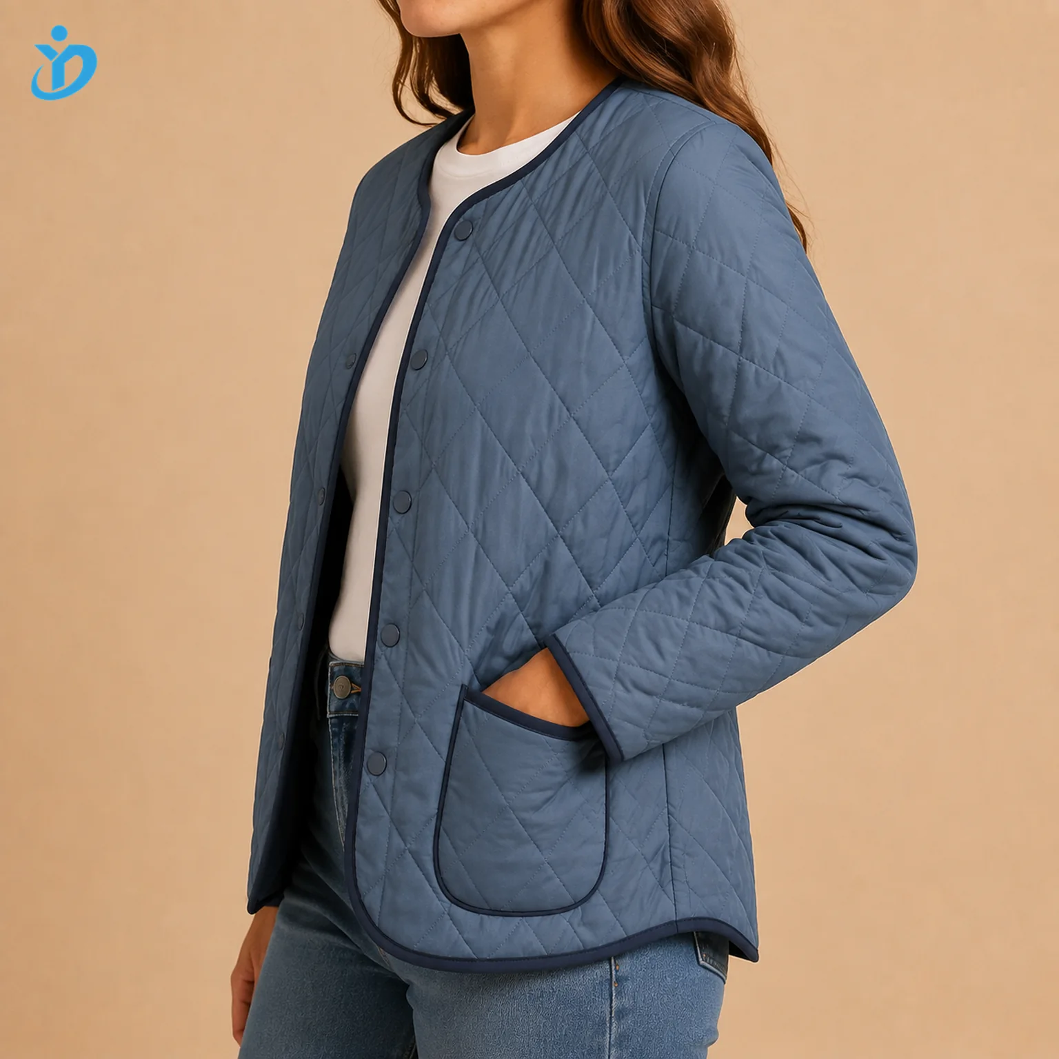 Custom Women's Lightweight Quilted Liner Jacket side view