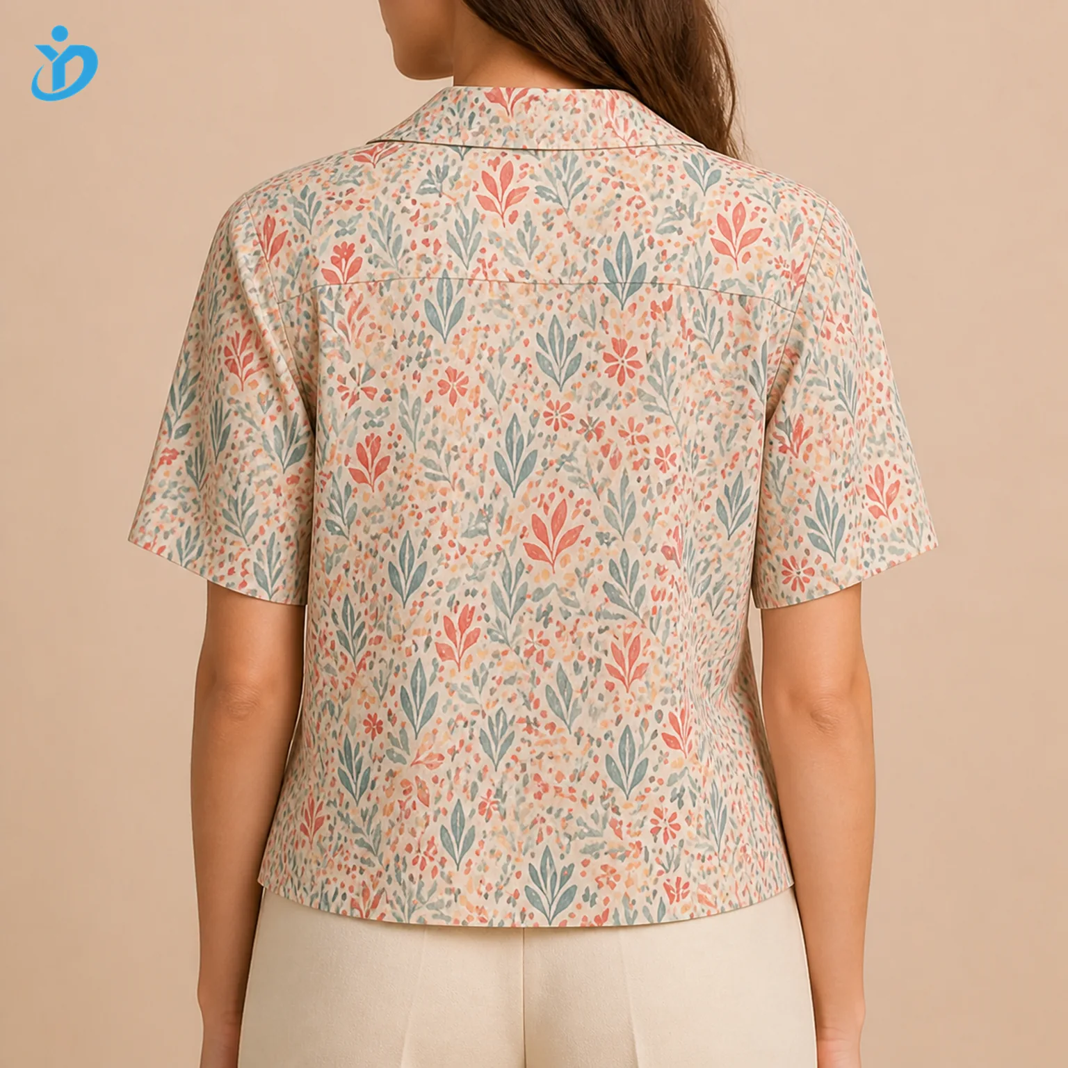 Custom Women's Printed Viscose Resort Shirt back view