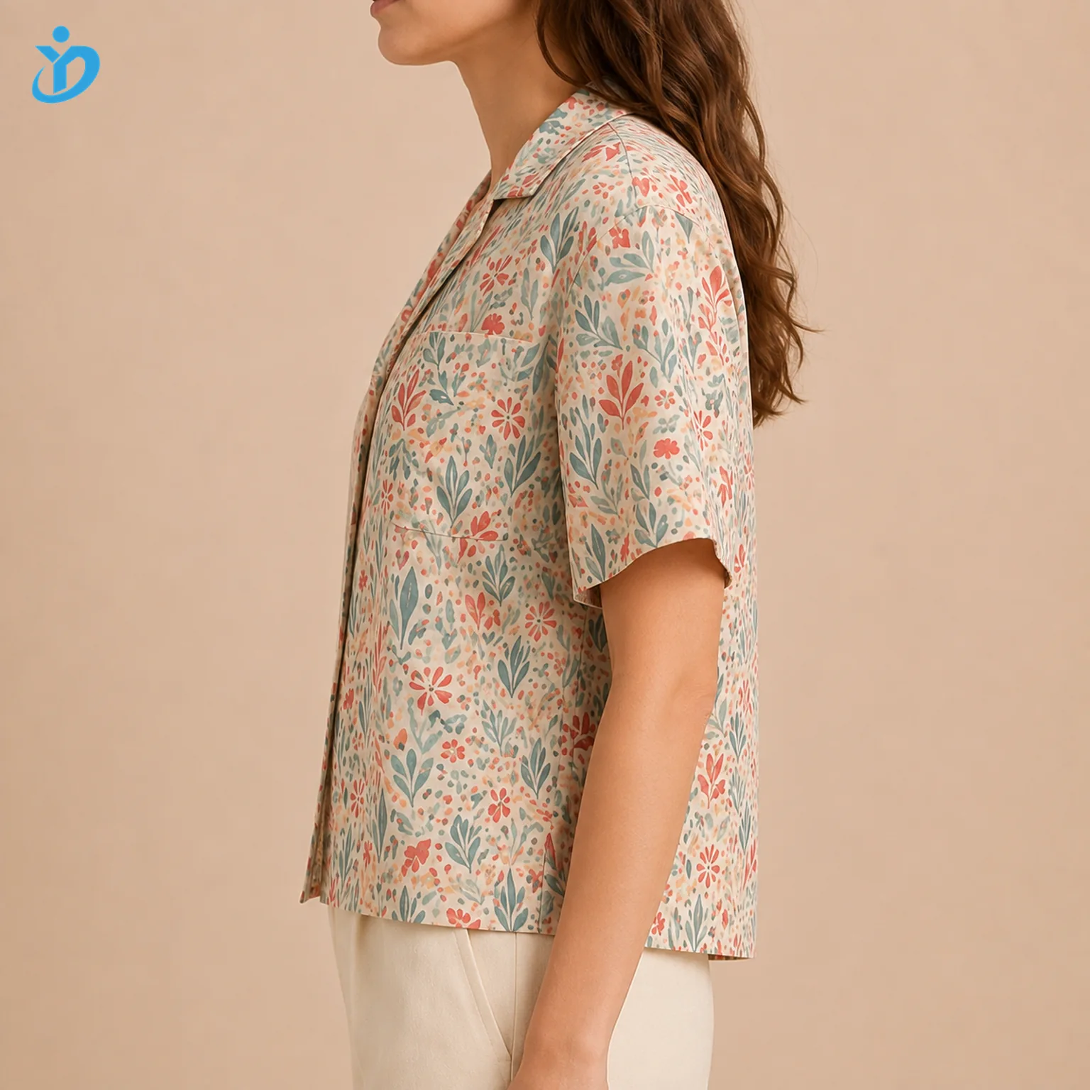 Custom Women's Printed Viscose Resort Shirt side view